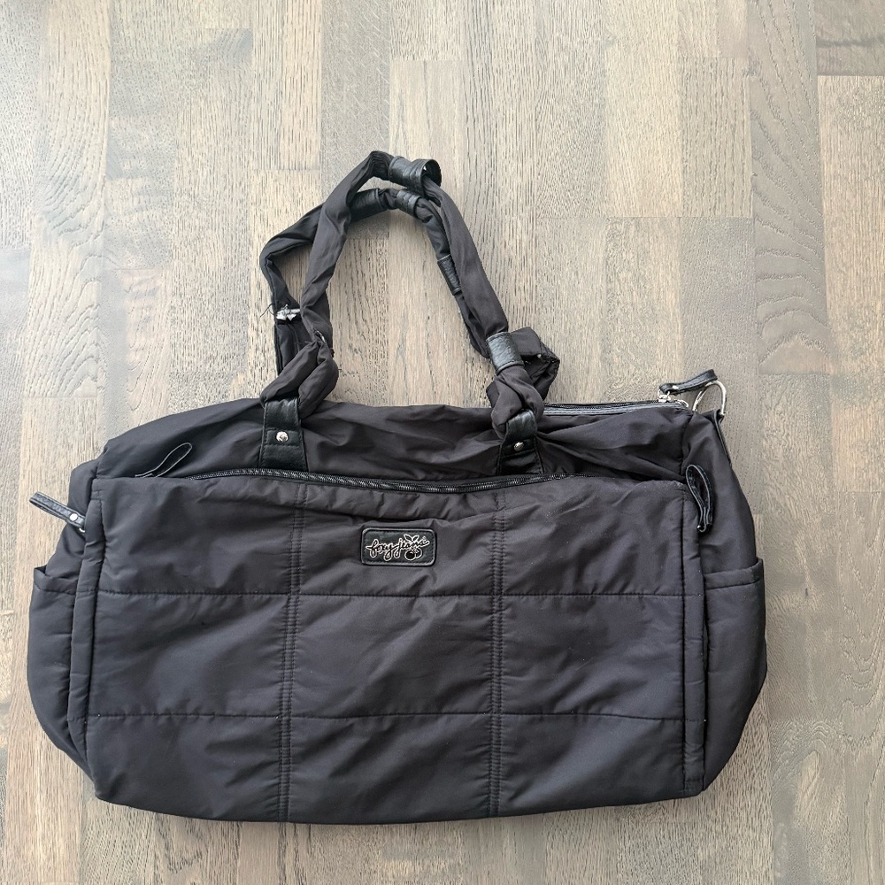 Black Foxy Jeans Nylon Duffle Bag Weekender Carryall Bag Zebra Interior